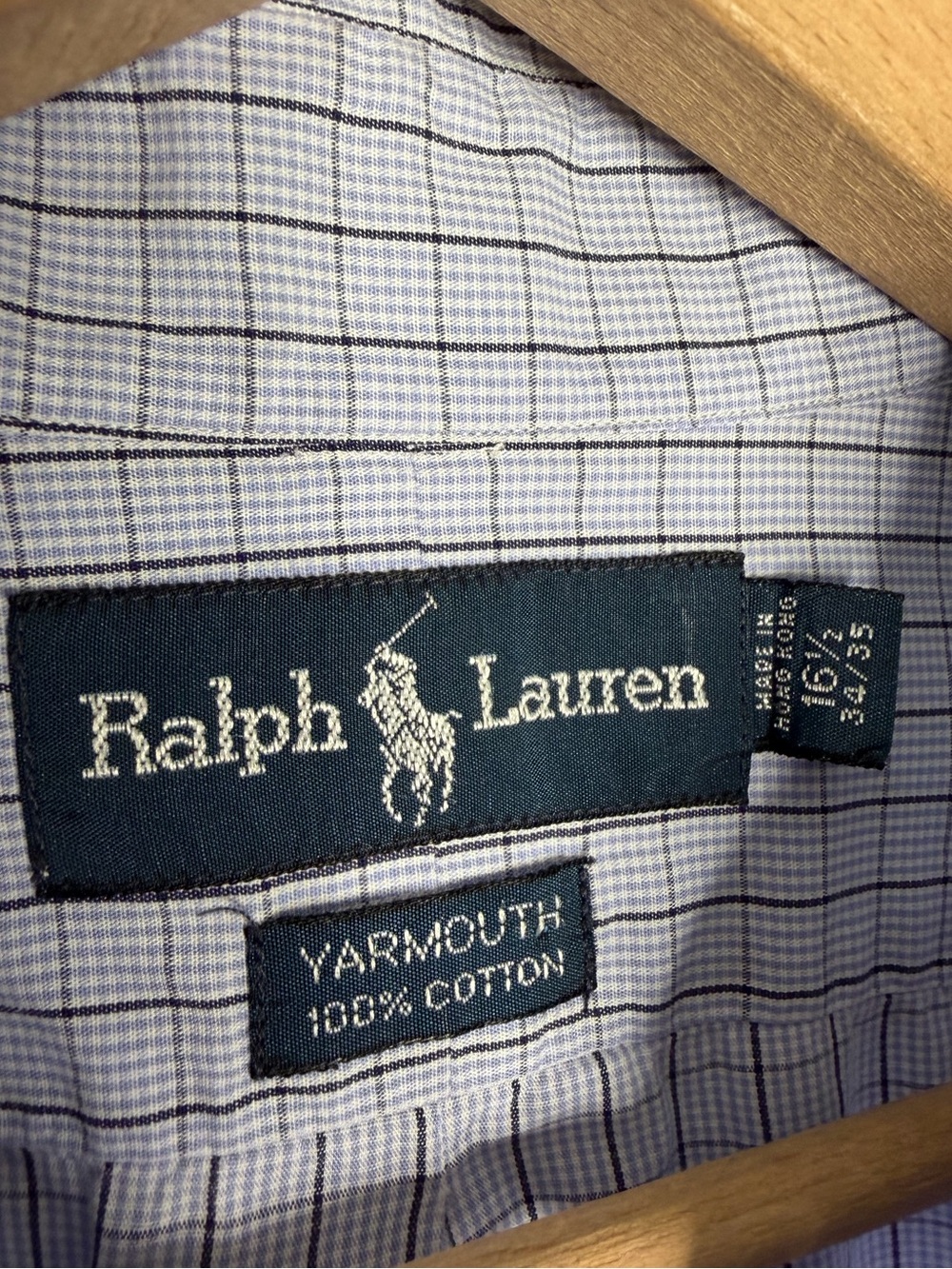 Ralph Lauren Yarmouth Button Collar Oxford Dress Shirt Blue Size 16.5 34/35 - Picture 4 of 4